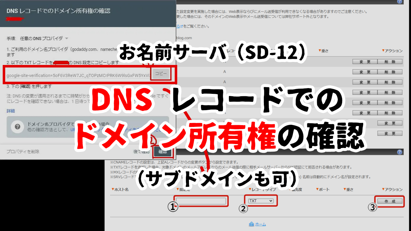 google dns レコードでのドメイン所有権 設定 販売